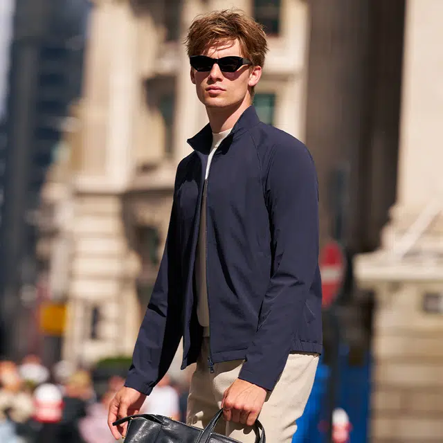 布先生 轻奢简约美式纯色基础款立领长袖夹克外套 男款