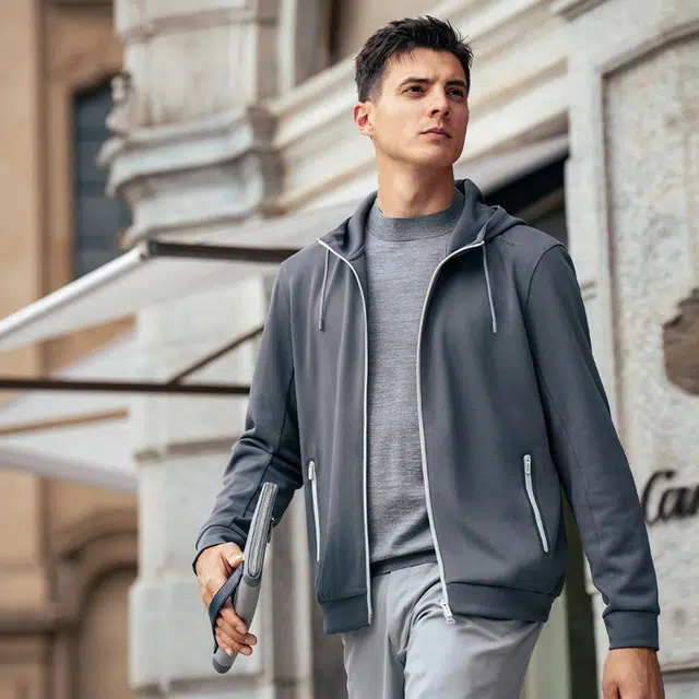 布先生 减龄连帽针织外套纯色开衫青春活力风长袖夹克 男款