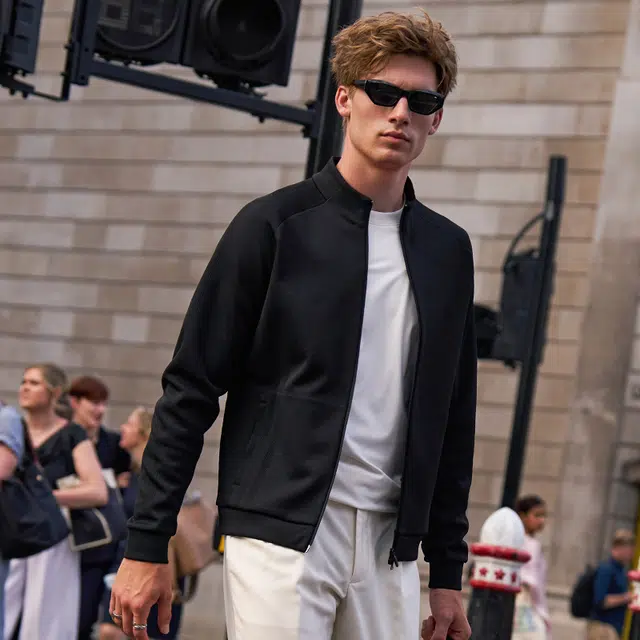 布先生 挺括立领长袖提花外套简约时尚夹克 男款