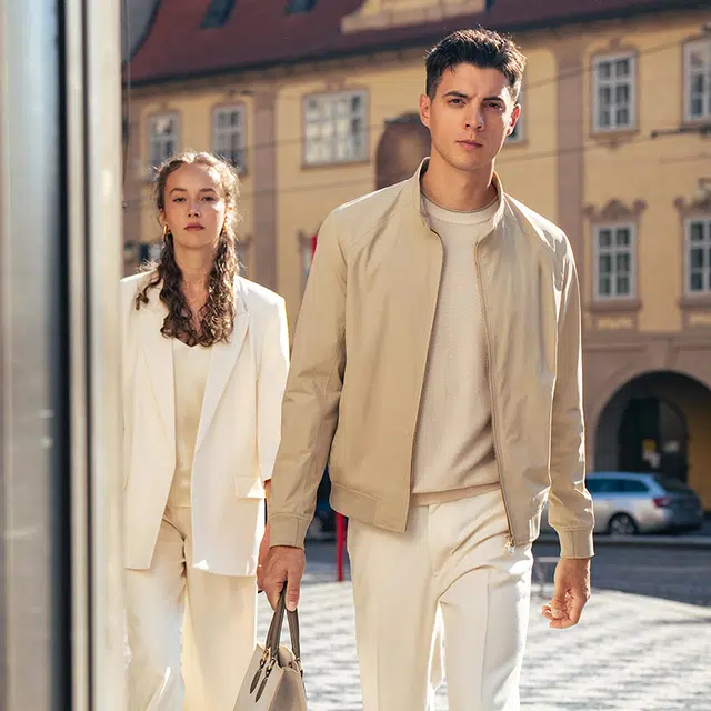 布先生 纯色简约立领插肩袖设计防风长袖夹克外套 男款