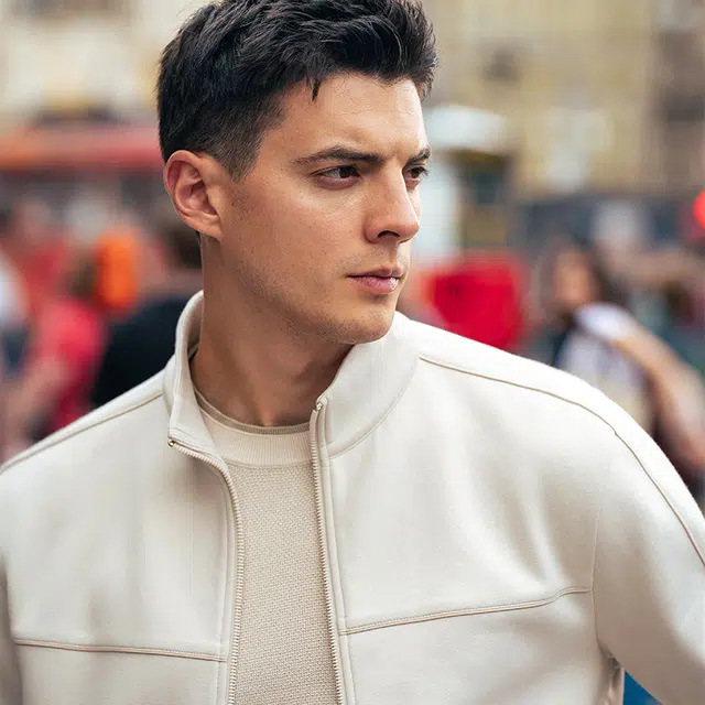 布先生 立领拼接时尚百搭外套保暖绒质夹克 男款