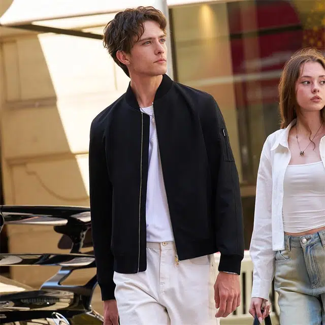 布先生 简约防风纯色基础时尚休闲风长袖夹克 男款