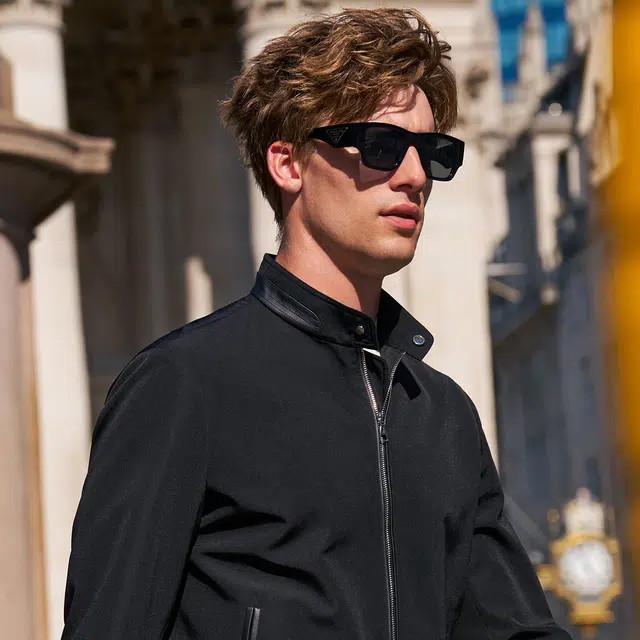 布先生 纽扣立领纯色牛津布标准欧美风防污长袖夹克外套 男款