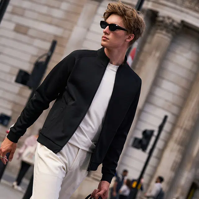 布先生 挺括立领长袖提花外套简约时尚夹克 男款