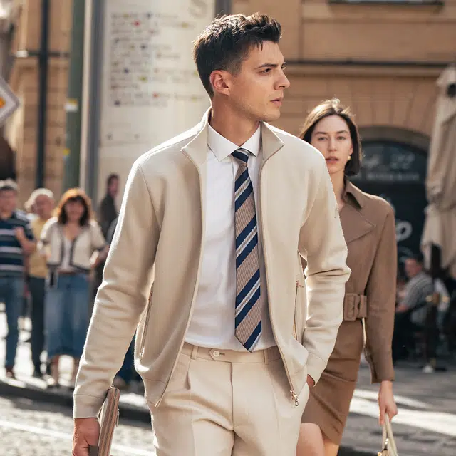 布先生 真皮拼接羊毛外套纯色常规标准现代风夹克 男款