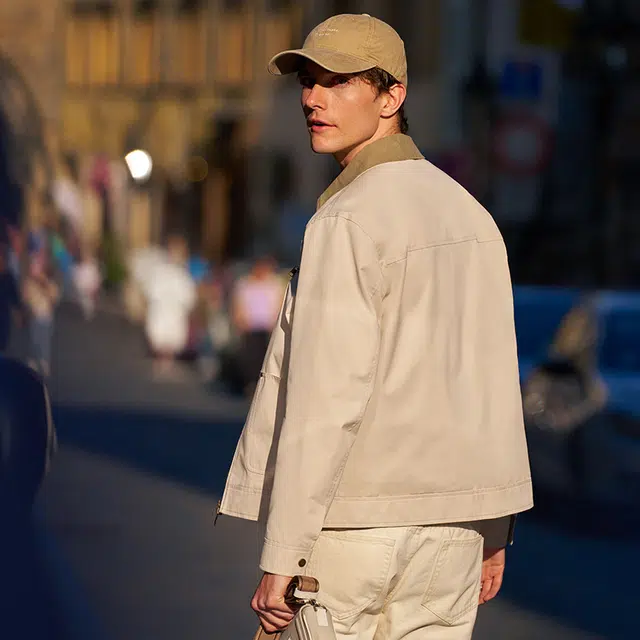 布先生 灯芯绒翻领撞色时尚巴恩风工装设计长袖夹克外套 男款