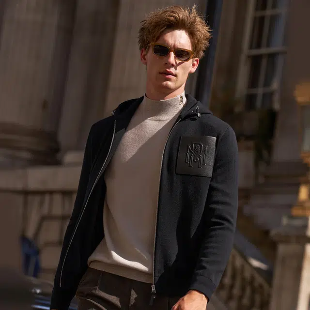 布先生 羊毛连帽外套开衫常规标准休闲风夹克 男款