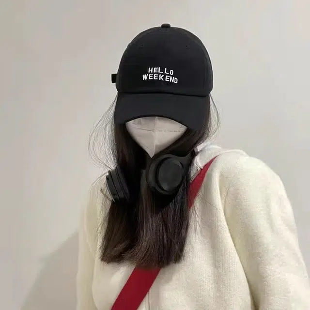 冠辉 加大加深韩版时尚百搭刺绣字母防晒遮阳百搭显脸小大头围字母刺绣弯檐 聚酯纤维 鸭舌帽 男女同款情侣款