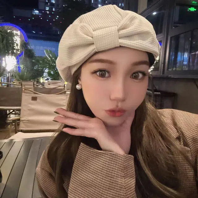 冠辉 韩版甜美蝴蝶结八角帽好版型显脸画家帽气质百搭洋气好看蓓蕾帽日系百搭显脸小#好运 棉 贝雷帽 男女同款情侣款