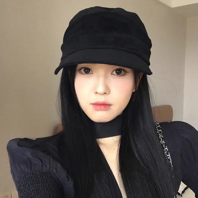 冠辉 中古风褶皱设计平顶帽显脸小氛围感日系复古咖色 麂皮绒 帽子 男女同款情侣款