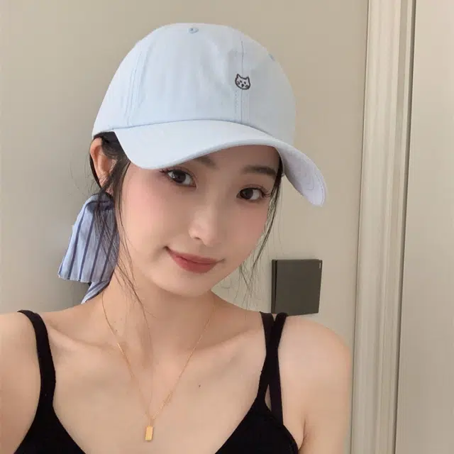 冠辉 可爱刺绣小猫防晒遮阳帽时尚百搭显脸小 棉 棒球帽 男女同款情侣款