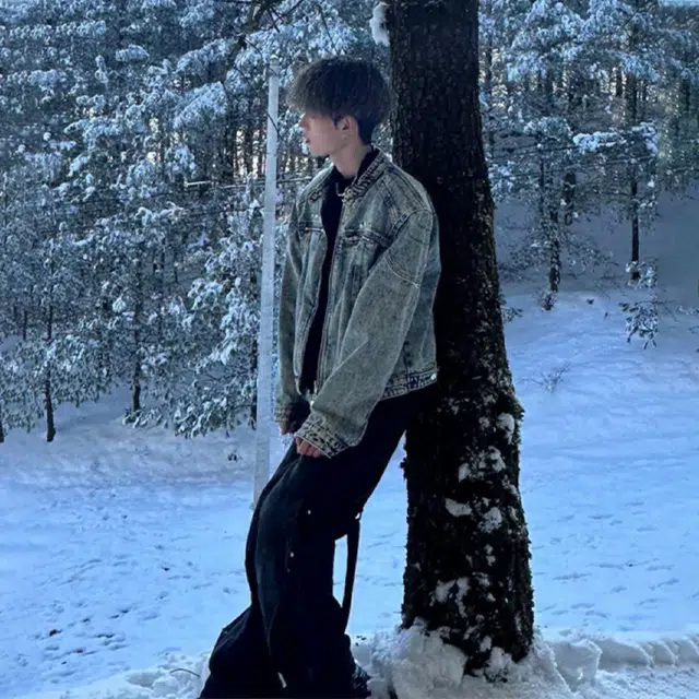 唐启 美式短款牛仔外套高级感痞帅发型师潮牌男装垫肩立领夹克 男女同款