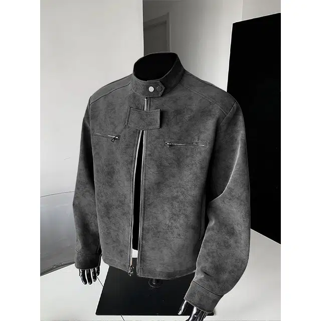 唐启 美拉德美式复古立领巴恩风夹克外套 男女同款