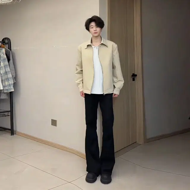 唐启 秋季美式高个子加长裤子修身窄版直筒弯刀微喇牛仔裤 男女同款