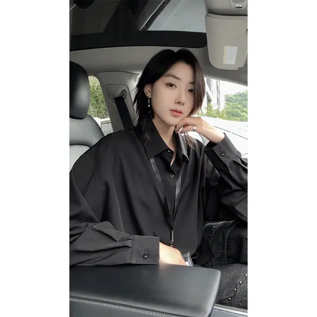 唐启 垂感冰丝长袖夏春秋季高级感纯色宽松痞帅衬衣外套衬衫 男女同款