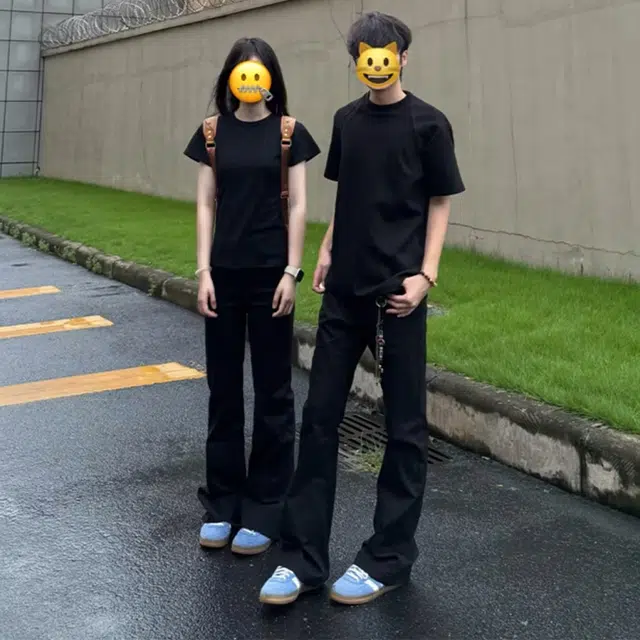 唐启 美式高街潮牌基础款弹力修身直筒微喇牛仔裤 男女同款