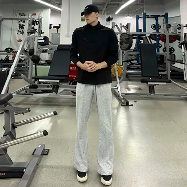 唐启 美式直筒卫裤秋季提裆显腿长健身运动裤子弯刀微喇裤休闲裤 男女同款