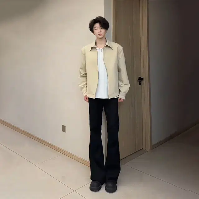 唐启 秋季美式高个子加长裤子修身窄版直筒裤弯刀微喇牛仔裤 男女同款