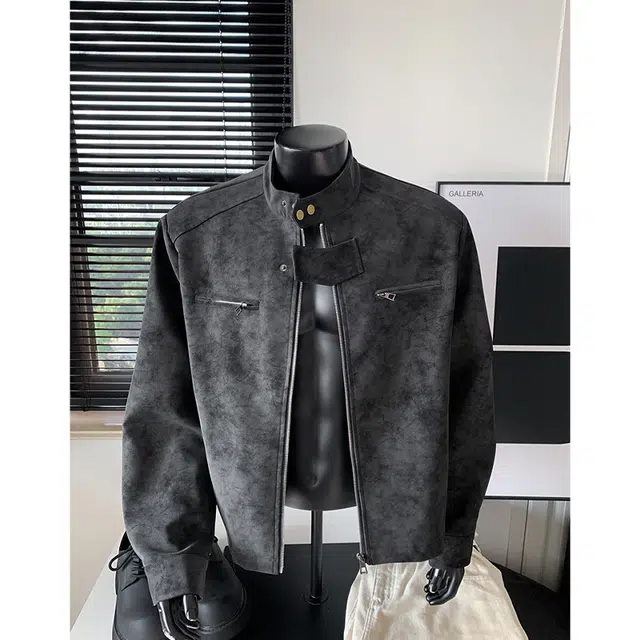 唐启 美拉德美式复古立领巴恩风夹克外套 男女同款