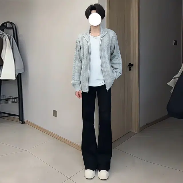 唐启  秋季显腿长直筒裤子高腰提档修身显瘦喇叭裤美式微喇牛仔裤 男女同款