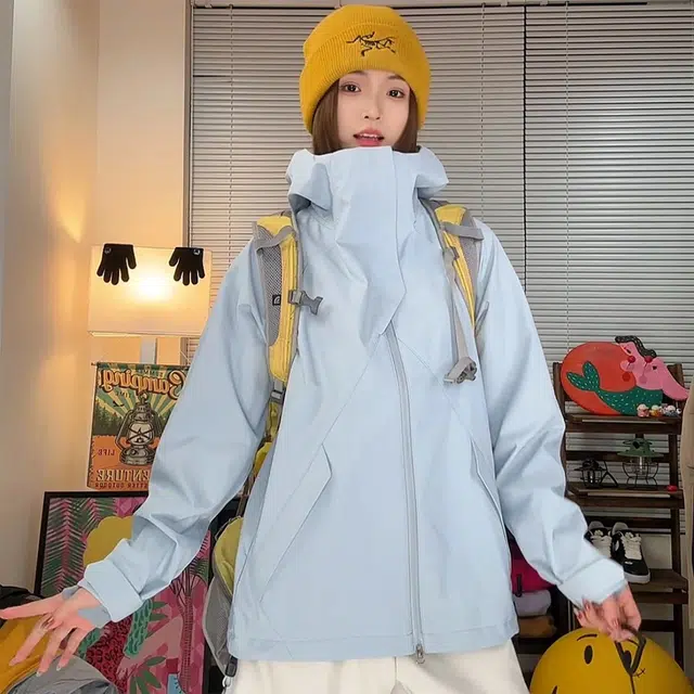 唐启 多巴胺穿搭美式机能外套户外骑行运动三防登山服斜切夹克 男女同款