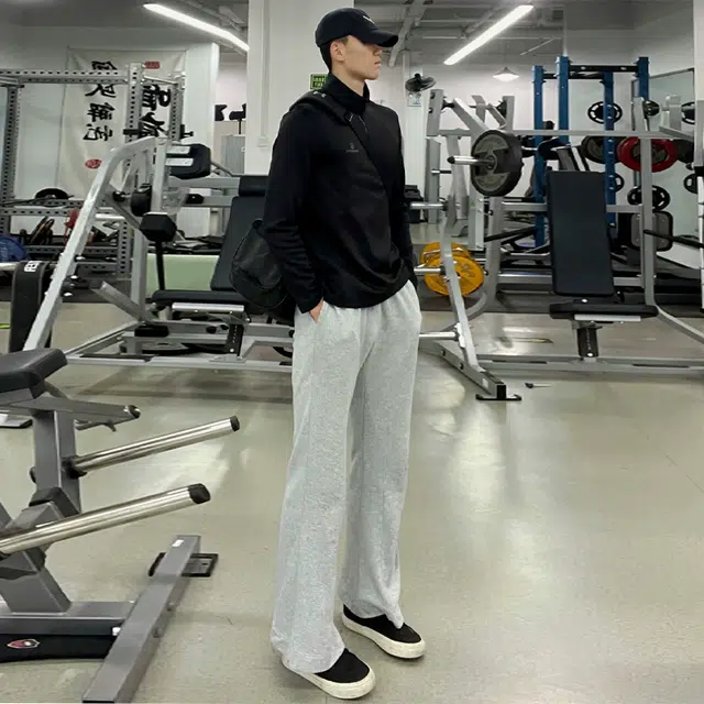 唐启 美式直筒卫裤秋季提裆显腿长健身运动裤子弯刀微喇裤休闲裤 男女同款