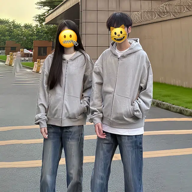 唐启 美式重磅连帽开衫卫衣 男女同款