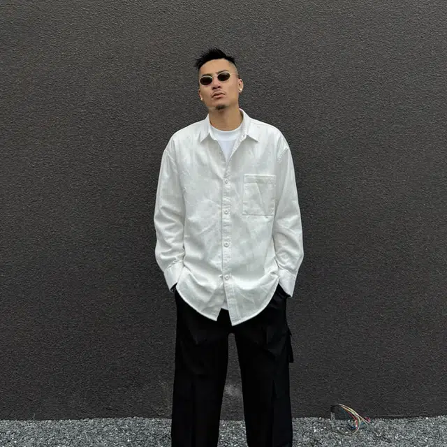 唐启 雅痞风工装外套早秋穿搭潮牌宽松高级内搭衬衣外穿长袖衬衫 男女同款