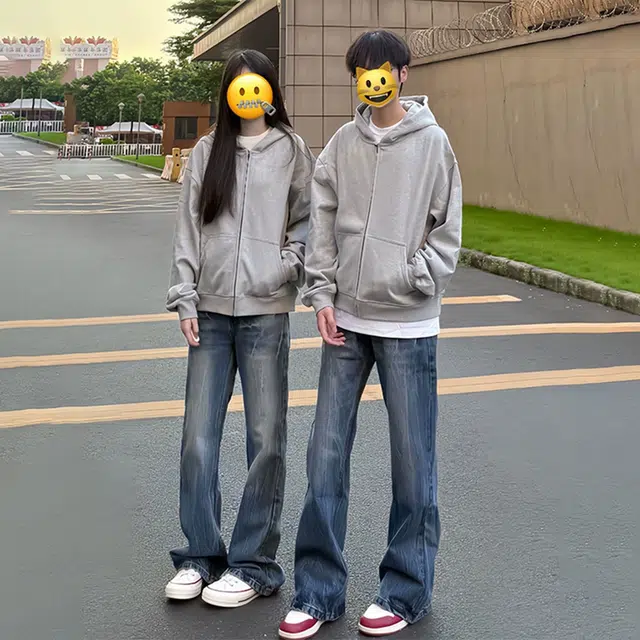 唐启 美式重磅连帽开衫卫衣 男女同款