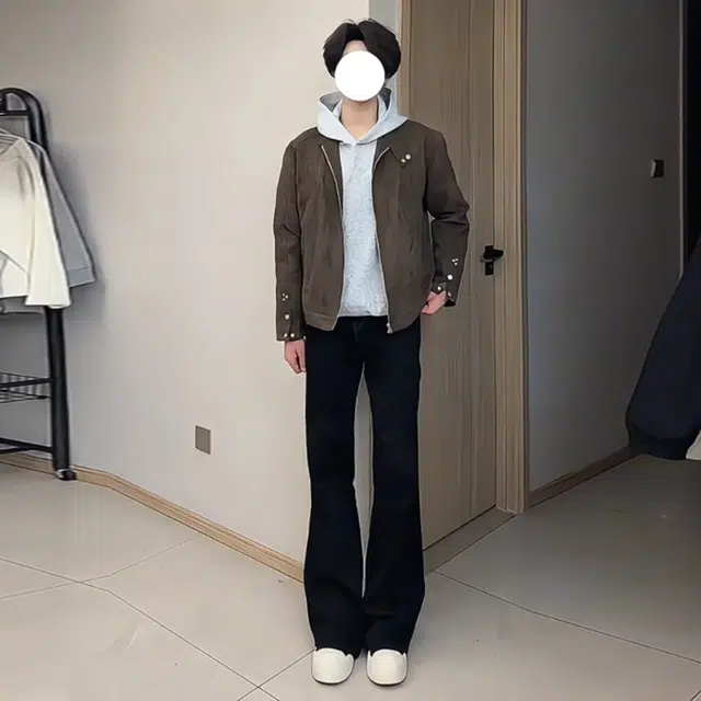 唐启  秋季显腿长直筒裤子高腰提档修身显瘦喇叭裤美式微喇牛仔裤 男女同款