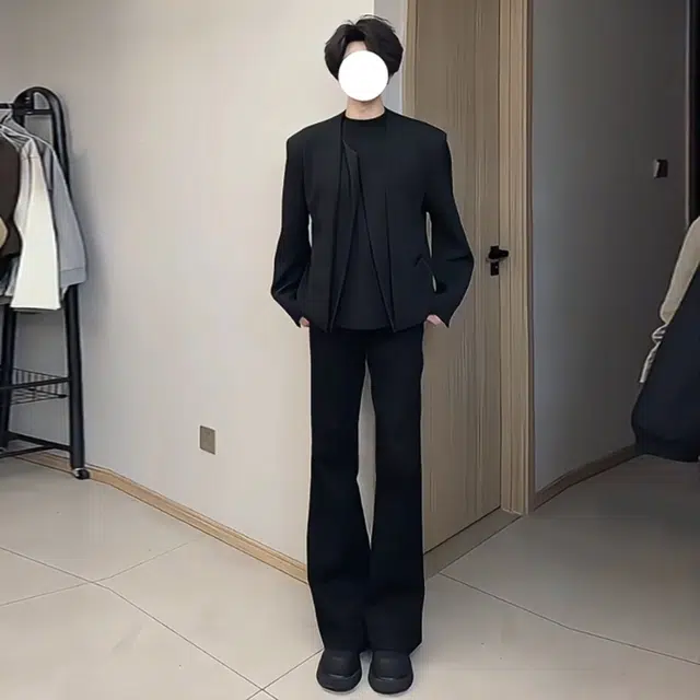 唐启  秋季显腿长直筒裤子高腰提档修身显瘦喇叭裤美式微喇牛仔裤 男女同款