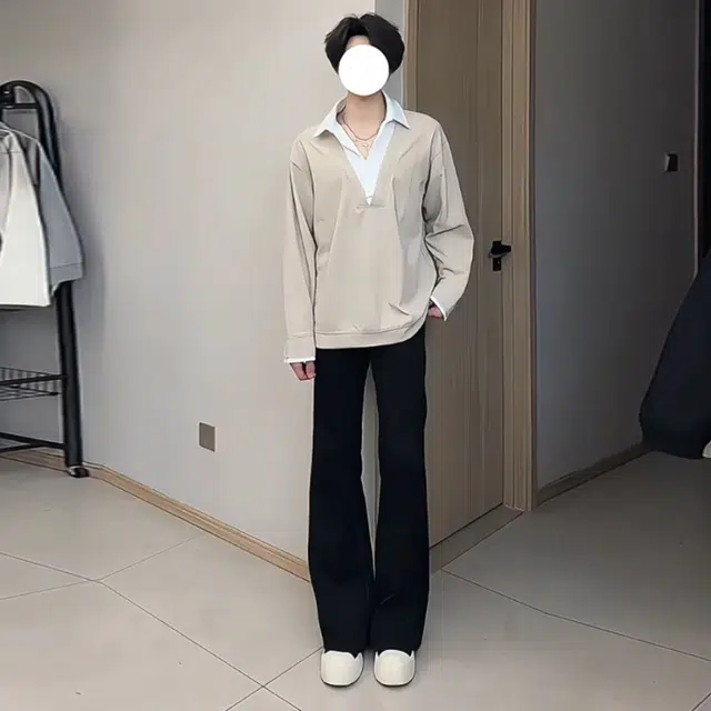 唐启  秋季显腿长直筒裤子高腰提档修身显瘦喇叭裤美式微喇牛仔裤 男女同款