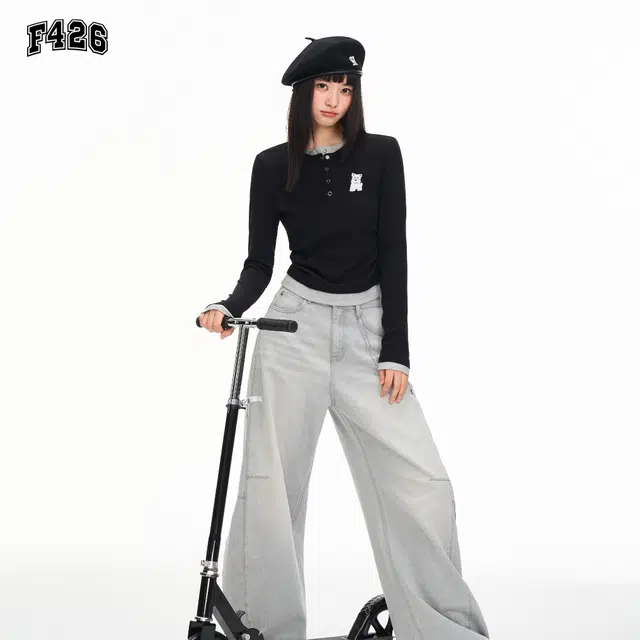 F426 Henley Collar Long Sleeve T-Shirt