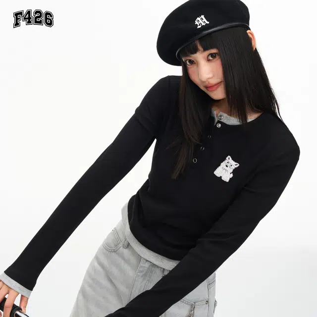 F426 Henley Collar Long Sleeve T-Shirt