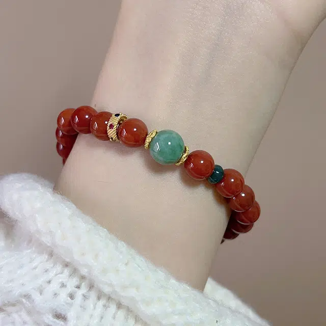 【福常在】 指尖瑰宝 招财纳福福运转运平安纳财纳福诸事顺利福牌古风国潮招财#好运天然 玛瑙 玉石手串 男女同款情侣款