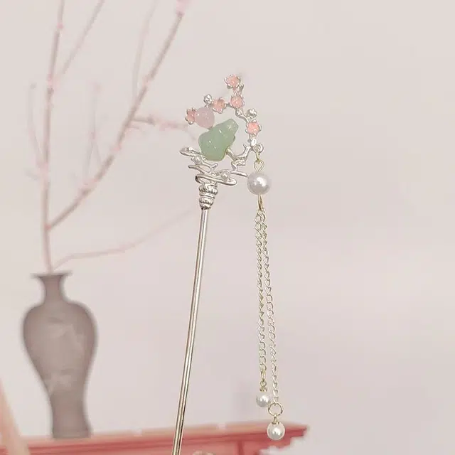 【爱意随风起】 指尖瑰宝 新中式梅花葫芦流苏复古后脑勺盘发古风步摇福禄平安通勤百搭简约文艺范 镀银 发簪 女款