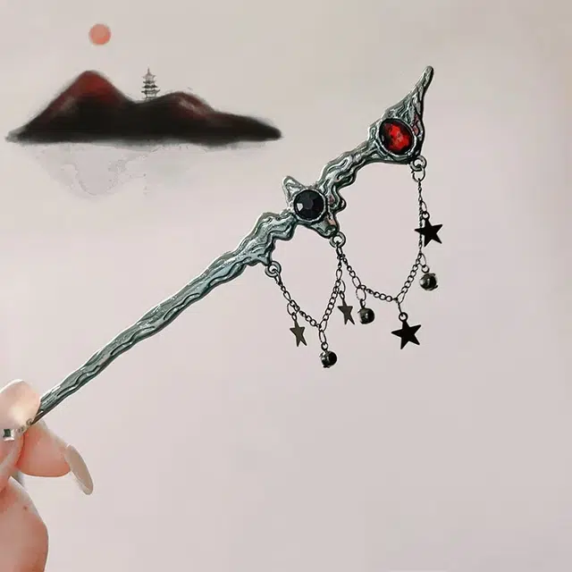 【黑色迷雾】 指尖瑰宝 暗黑系星星流苏冷淡风文艺复古新中式精致优雅时尚简约气质高级感高颜值清冷感 镀银 发簪 男女同款情侣款
