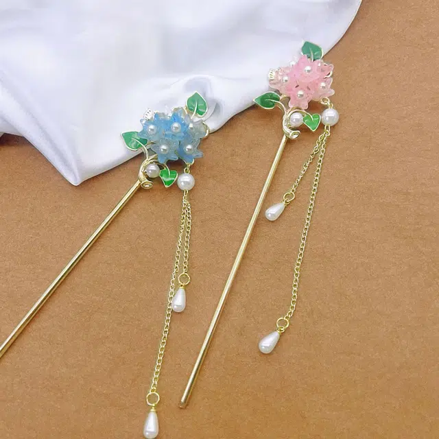 【花团锦簇】 指尖瑰宝 花朵发饰中式高级复古感头饰发钗流苏步摇汉服旗袍配饰好运降临美丽动人惊艳四座 镀银 发簪 女款