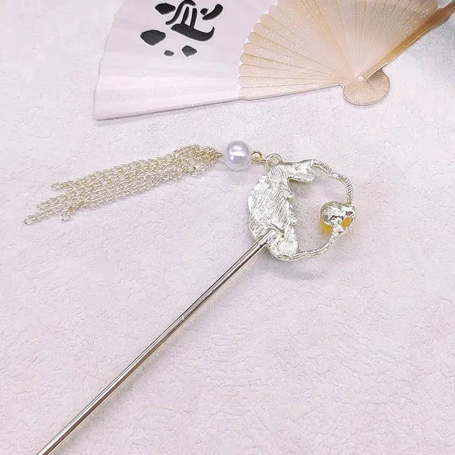 【日照金山】 指尖瑰宝 国风扇子高级感精致时尚小众设计流苏轻奢大气奢华温柔气质旗袍汉服#好运 合金 发簪 女款