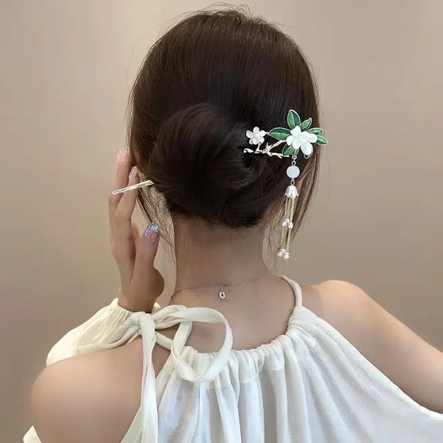 【栀子花开】 指尖瑰宝 新中式汉服国风高级感盘发精致发钗小众设计感浪漫饰品日常百搭 镀银 发簪 女款