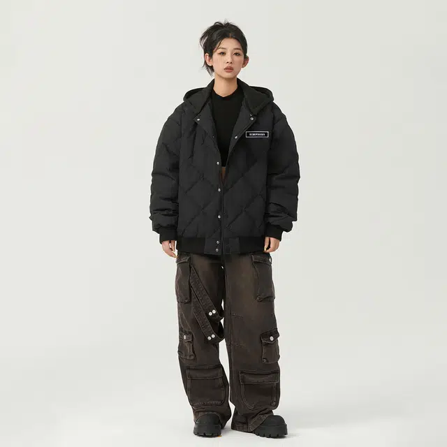 The Simpsons Diamond Plaid Hooded Flight Jacket