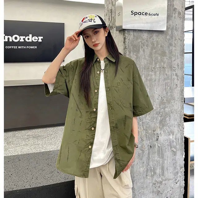 玄唐 透气高级感宽松休闲短袖衬衫 女款