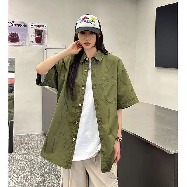 玄唐 透气高级感宽松休闲短袖衬衫 女款