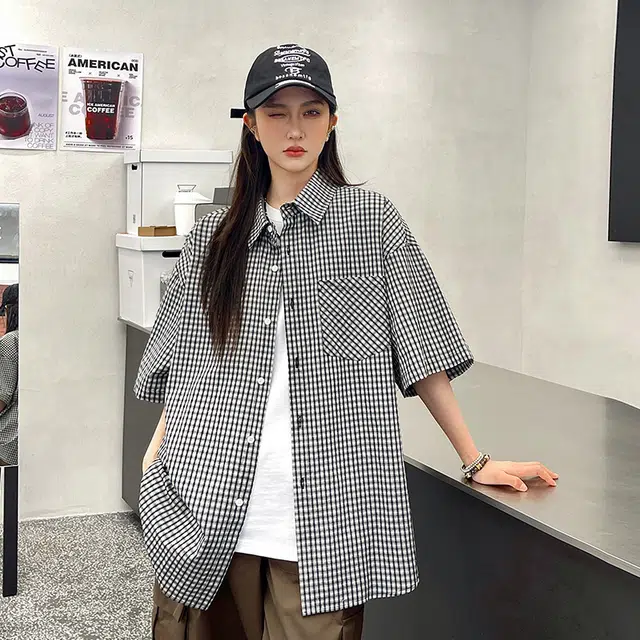 玄唐 宽松舒适时尚简约休闲短袖衬衫 女款