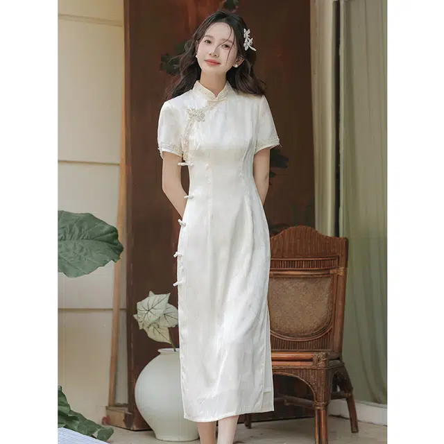 玄唐 领证登记旗袍新中式新娘订婚礼服气质复古年轻款裙装套装 女款