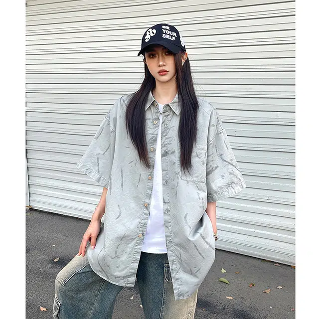 玄唐 透气高级感宽松休闲短袖衬衫 女款