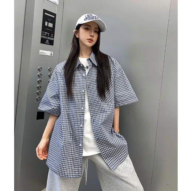 玄唐 宽松舒适时尚简约休闲短袖衬衫 女款