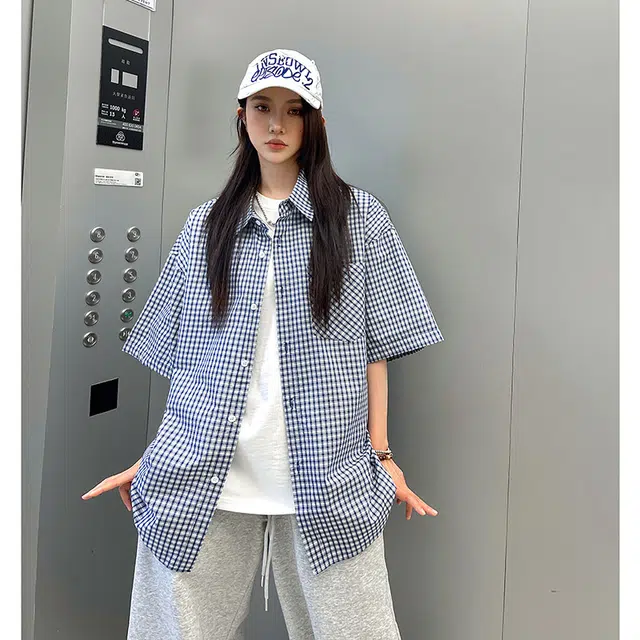 玄唐 宽松舒适时尚简约休闲短袖衬衫 女款