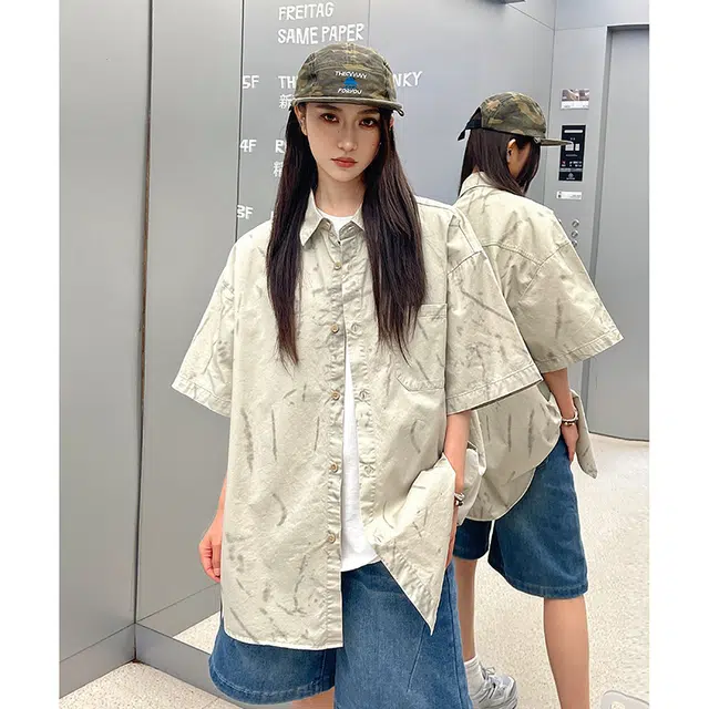 玄唐 透气高级感宽松休闲短袖衬衫 女款