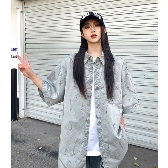 玄唐 透气高级感宽松休闲短袖衬衫 女款
